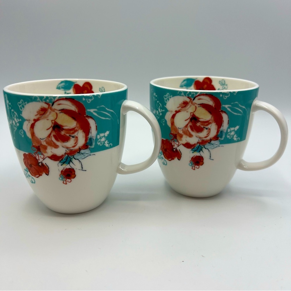 Lenox Simply Fine Chirp Tea Coffee Mug Floral 10 Ounce Bone China New Set Of 2